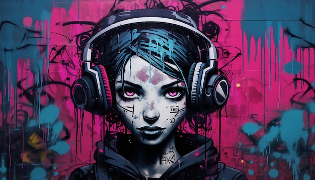 Arte dei graffiti cyberpunk nello stile di Banksy