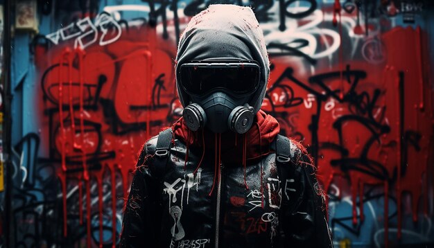 Arte dei graffiti cyberpunk nello stile di Banksy