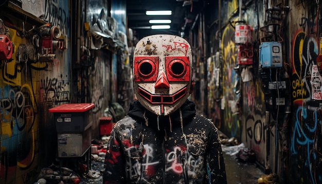 Arte dei graffiti cyberpunk nello stile di Banksy