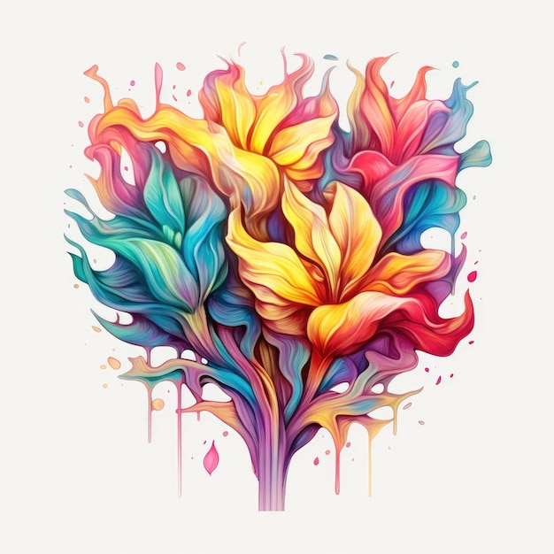 Arte del fiore nell'illustrazione astratta e colorata IA generativa