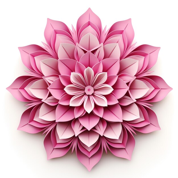 Arte del mandala a fiori rosa 3D