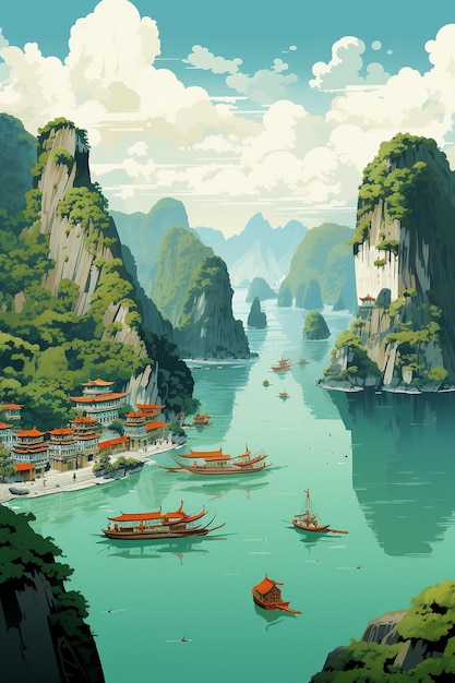 Arte del paesaggio della baia di Halong