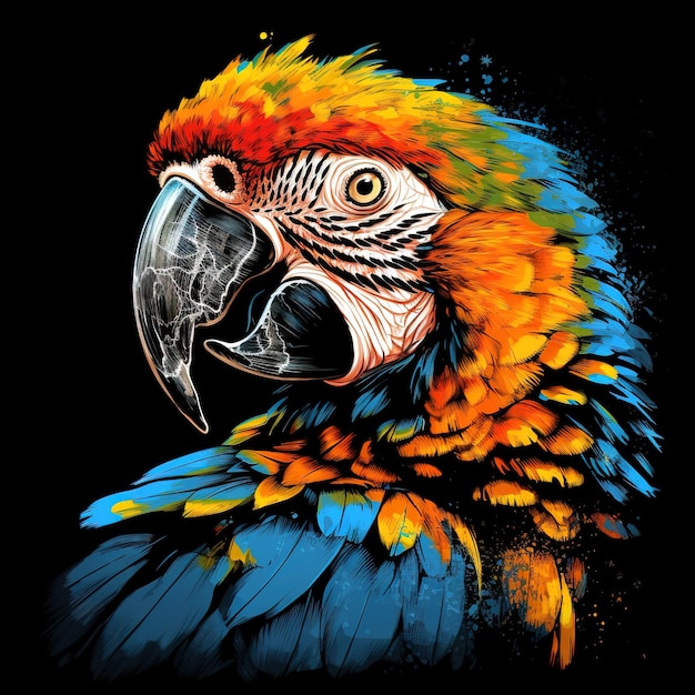 Arte del pappagallo macao su uno sfondo pulito Animali uccelli Illustrazione IA generativa
