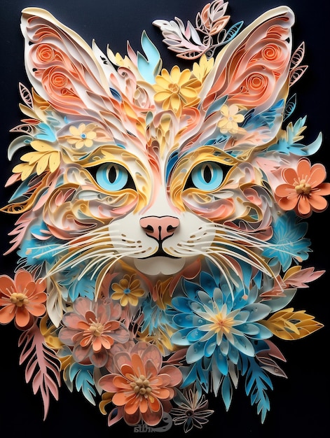 arte del taglio della carta 3d del gatto