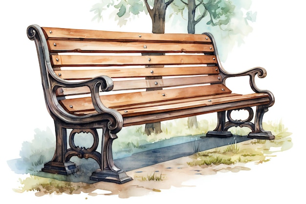 Arte dell'acquerello panchina del parco
