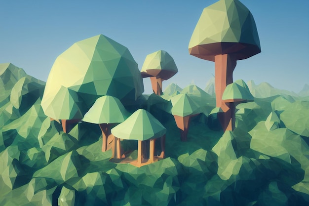 Arte dell'ambiente lowpoly per i giochi