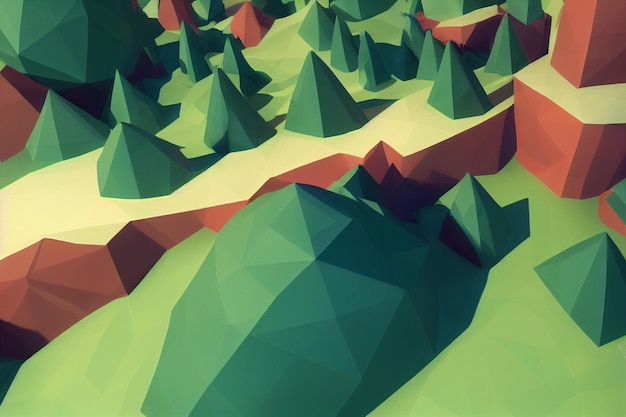 Arte dell'ambiente lowpoly per i giochi