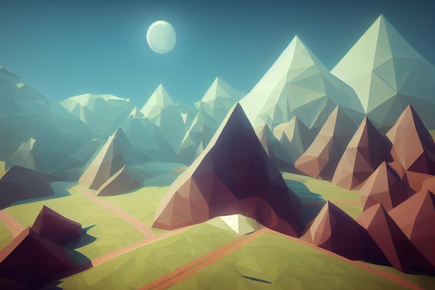 Arte dell'ambiente lowpoly per i giochi