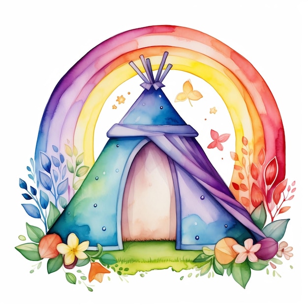 Arte dell'arcobaleno in acquerello Stampa sublimazione illustrazione clipart immagine per il design su sfondo bianco