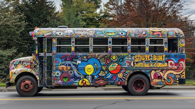 Arte dell'autobus scolastico di trasporto