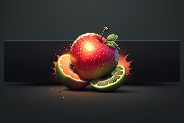 Arte di disegno creativo del fondo della carta da parati dell'insegna della copertura del manifesto creativo della frutta della mela di natura morta