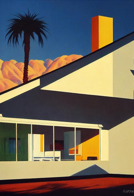 Arte di lusso dell'illustrazione retrò vintage della casa moderna