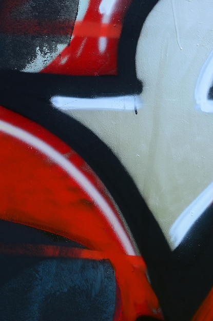 Arte di strada Immagine di sfondo astratta di un frammento di un graffiti colorato in toni cromati e rossi