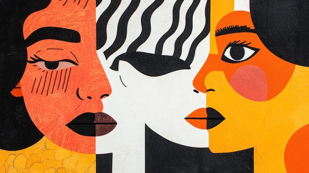 Arte di strada urbana diverse donne39s faccia modelli geometrici sfondo tessuto