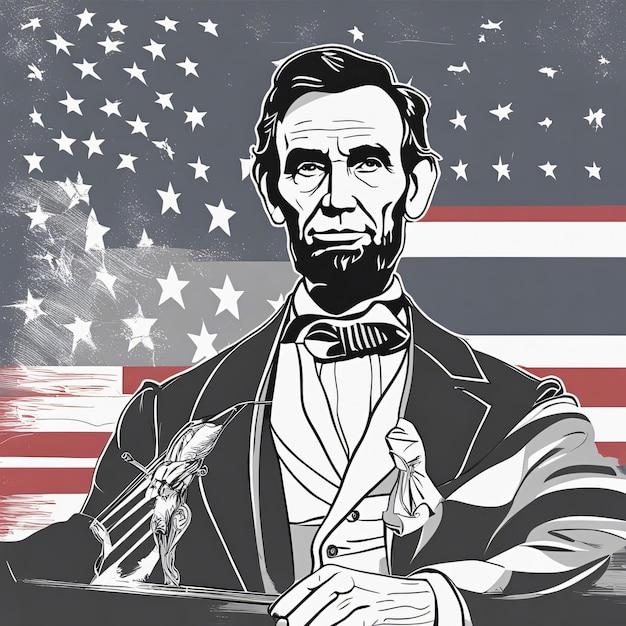 Arte digitale della bandiera di Abraham Lincoln USA