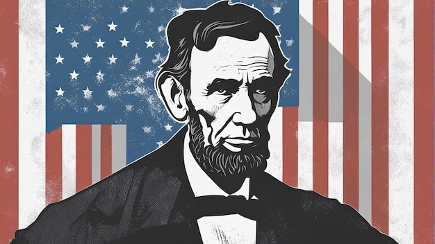 Arte digitale della bandiera di Abraham Lincoln USA