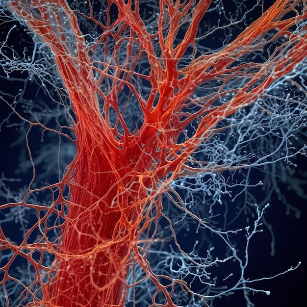 Arte digitale di neuroni e arterie