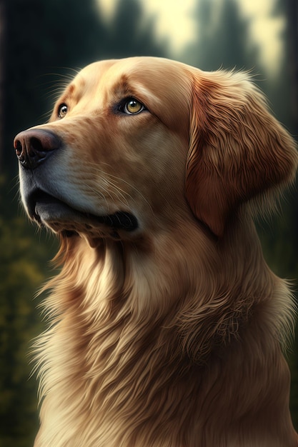 Arte digitale Golden Retriever ad alta risoluzione