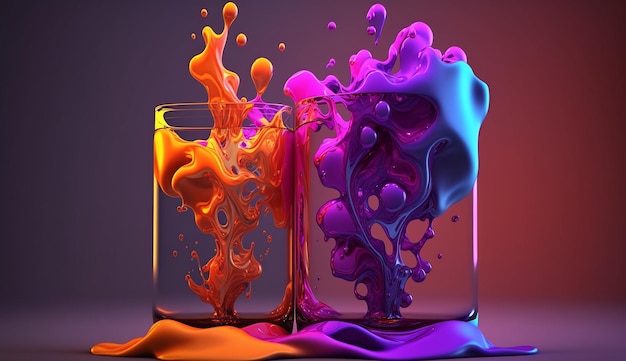 Arte digitale liquido spruzzata rosa colorato astratto AI Immagine generata