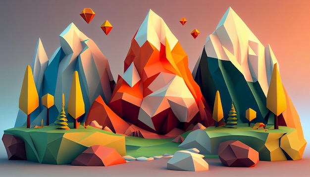 Arte digitale Low Poly del paesaggio