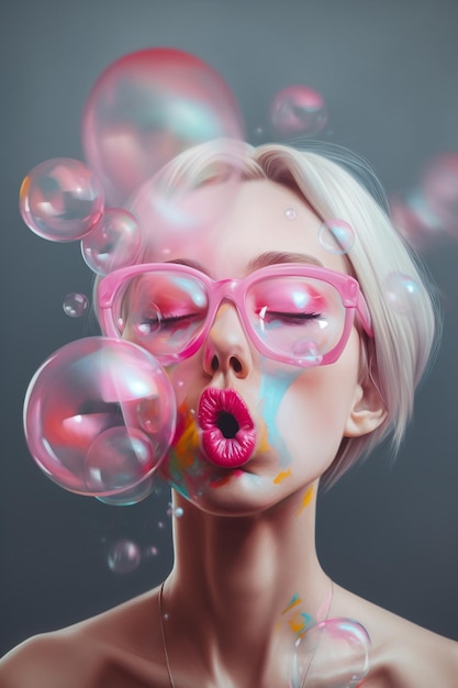 Arte digitale selezionata per la ragazza che fa la bolla