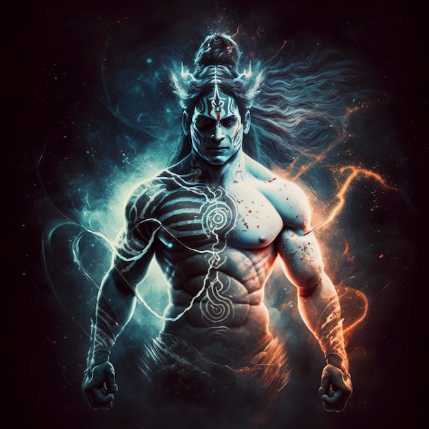 Arte elettronica di Lord Shiva in un'immagine spirituale trascendentale Generative Ai