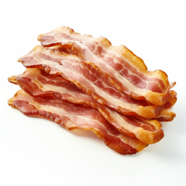 Arte esagerata di bacon su sfondo bianco