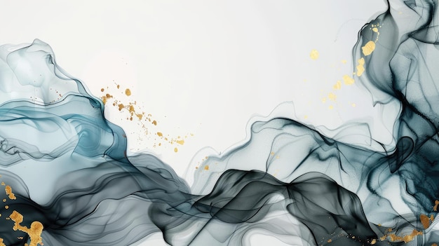Arte fluida astratta con accenti dorati su sfondo bianco