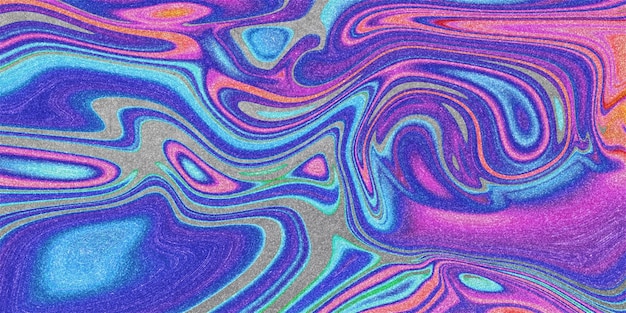 Arte fluida colorata, turbinii metallici colorati glitterati, sfondo ricciolo