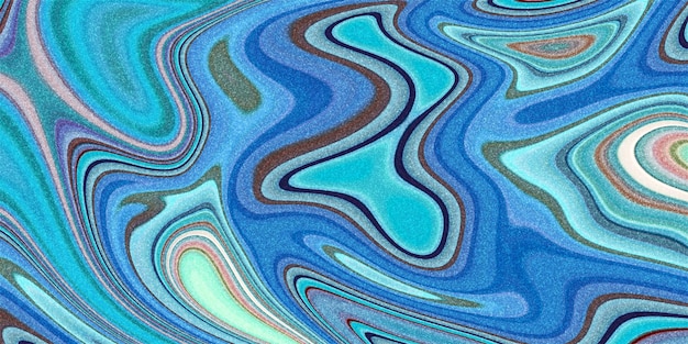 Arte fluida colorata, turbinii metallici colorati glitterati, sfondo ricciolo