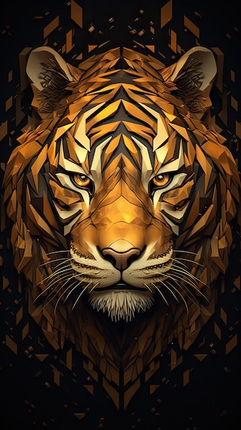 Arte frattale della tigre in oro