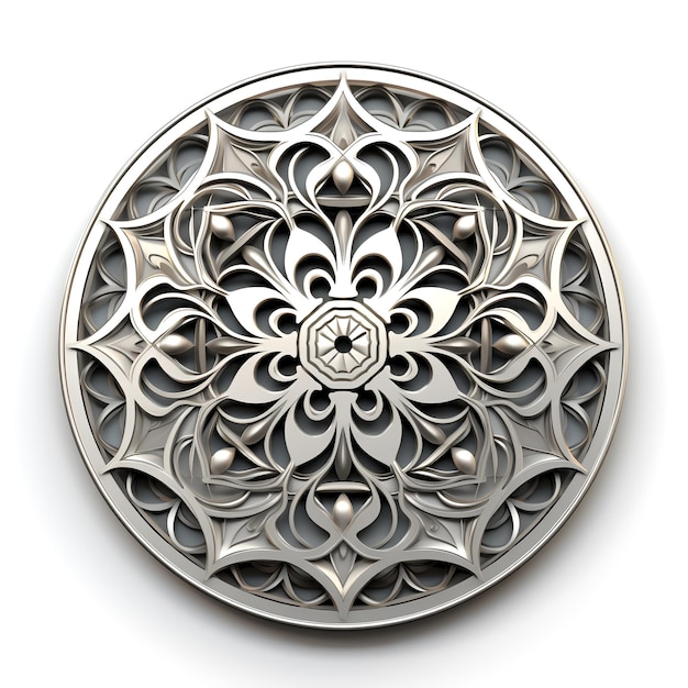 Arte geometrica 3D di mandala con colore metallico