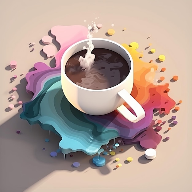 Arte isometrica di una tazza di caffè