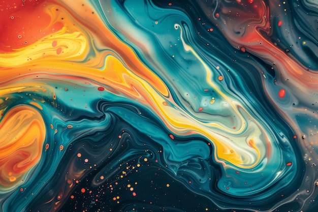 Arte liquida astratta con colori vorticosi