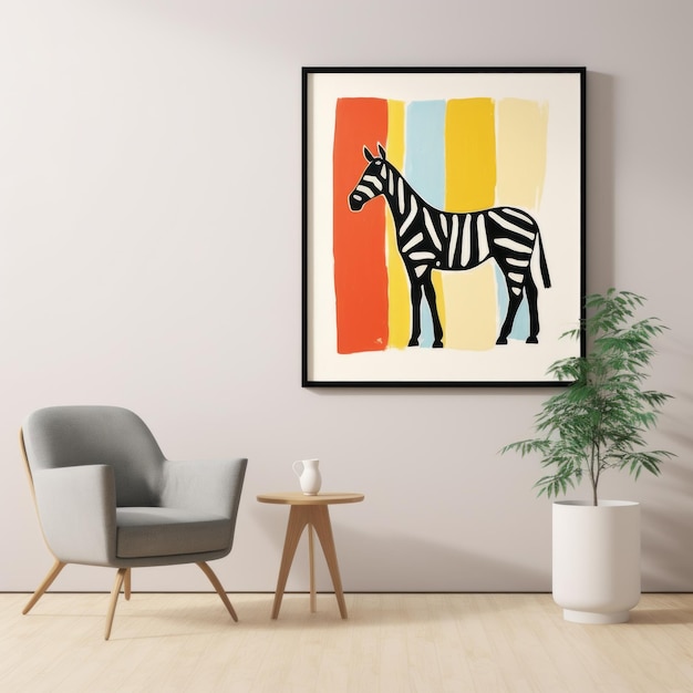 Arte minimalista della zebra per l'arredamento della stanza dei bambini