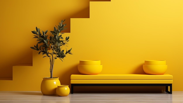 Arte minimalista in colori gialli Disegno stilizzato