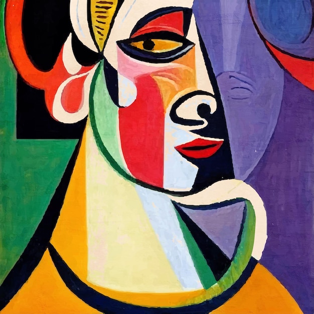 Arte moderna astratta Arte stampabile volto di donna umana in stile Picasso