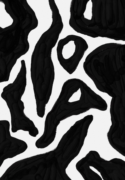 Arte moderna stampabile di forme nere astratte in bianco e nero