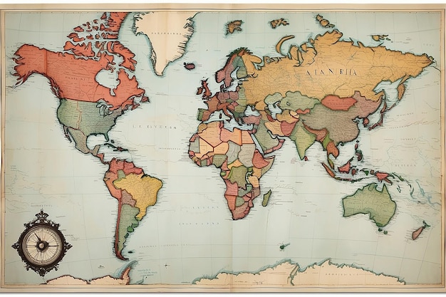 Arte murale di mappe di viaggio d'epoca