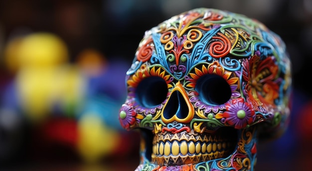 Arte popolare messicana un giorno dei morti Calavera figura scheletrica Generative Ai