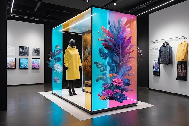 Arte su un display trasparente OLED in uno spazio commerciale con funzionalità interattive