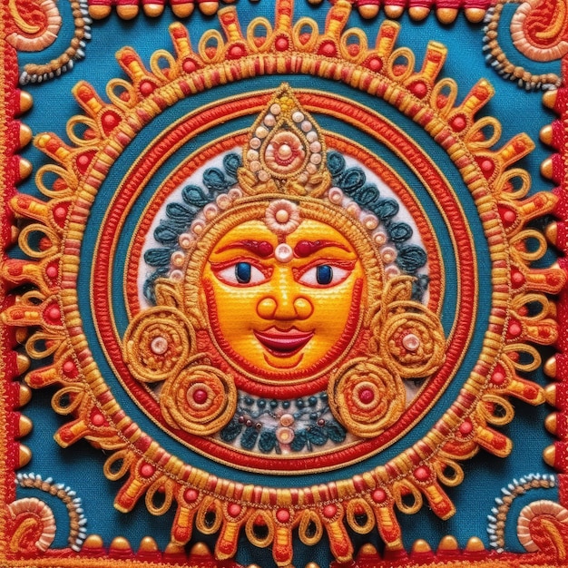 arte tessile ornamento ornamento piastrella india viso di dio artefatto decot tatuaggio modello di design antico tradizionale