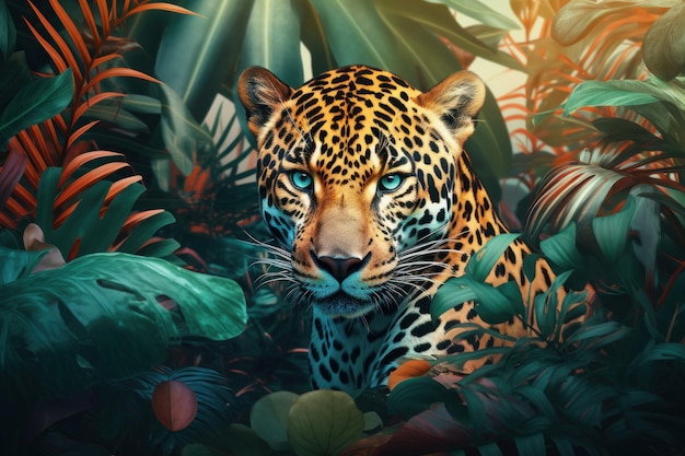 Arte tropicale leopardo animale selvatico Genera Ai