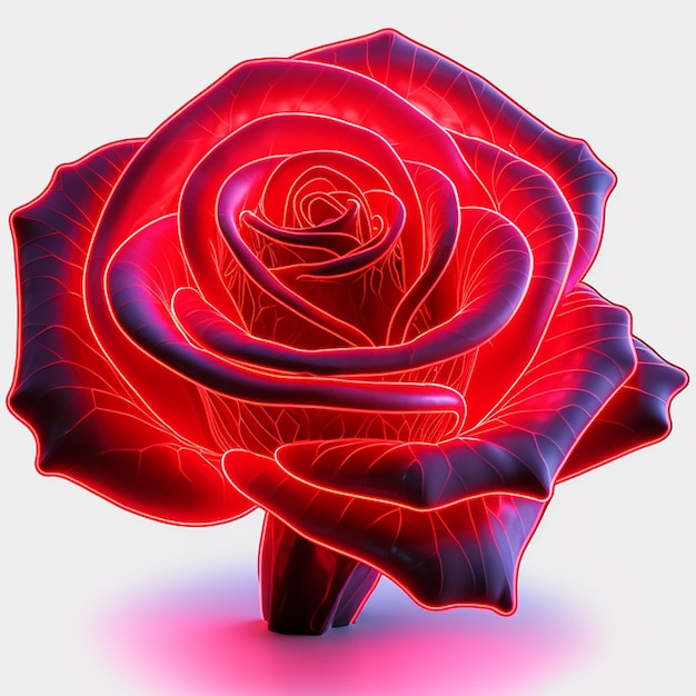 Arte vettoriale iper-realistica alla moda fiorito rosso festivo fiori di rose color neon