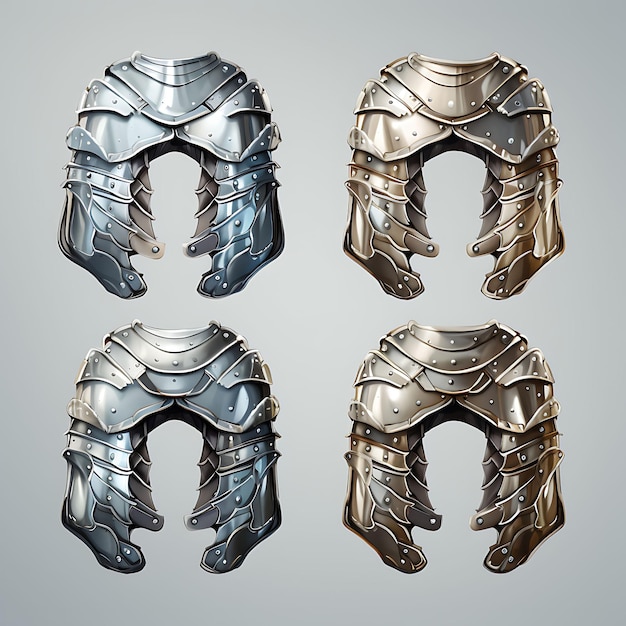 Articolo di gioco Armor Gauntlet Articolo Medieval Design Gloves Chainmail Armor Illustrazione idea di collezione