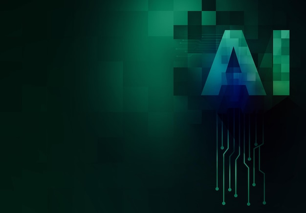artificial intelligence digital background in different colors with the initial of artificial intell