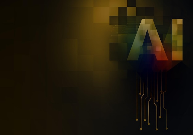 artificial intelligence digital background in different colors with the initial of artificial intell