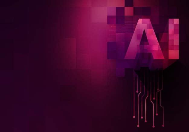 artificial intelligence digital background in different colors with the initial of artificial intell