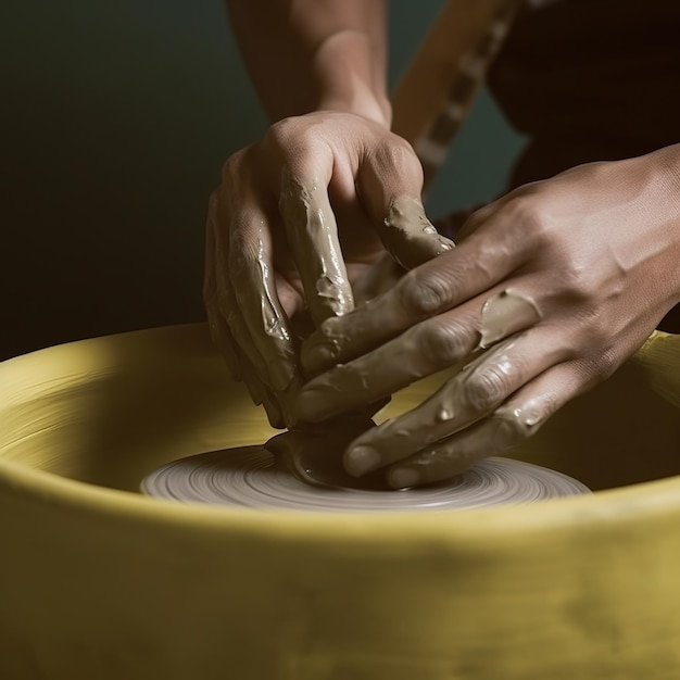 artigiano che modella la ceramica