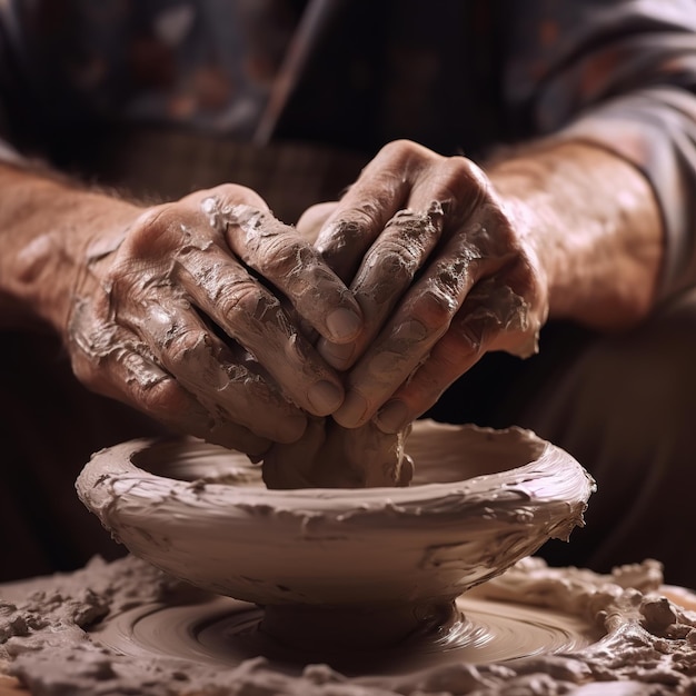 artigiano che modella la ceramica